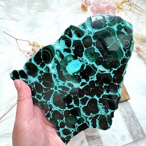 Stunning Malachite with Chrysocolla Half-Polished Slab/Specimen